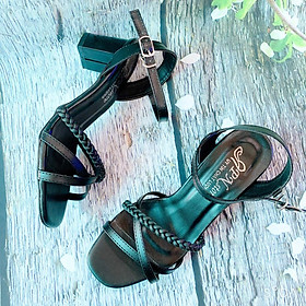 Giày sandal cao gót vuông 5p quai mảnh kết bính chéo chân siêu xinh