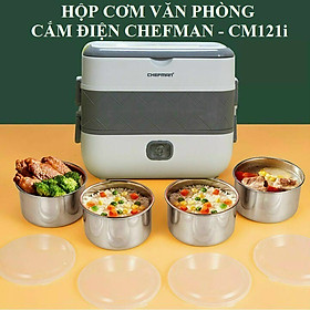 Hình ảnh Hộp Cơm Văn Phòng Cắm Điện Chefman Hâm Nóng Và Nấu Chín Thức Ăn 2 Tầng Inox Cao Cấp