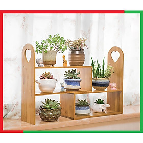 Mua Giá kệ gỗ Đựng Cây Cảnh bằng gỗ Tre đa năng để Lọ hoa Cây Cảnh Kệ Bếp Giá Sách Có thể Xếp kéo dài kích thước tùy ý quay được 360°  - Kệ Gỗ để Cây Cảnh Sử Dụng ngoài Trời Trong nhà đều được