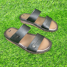Dép nam da bò quai ngang đế cao 2,5cm Trường Hải hai màu nâu, đen DN135