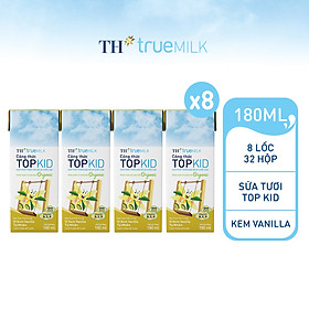 8 Lốc sữa tươi tiệt trùng TOPKID kem vanilla tự nhiên TH True Milk 180ml