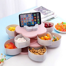 Mua Khay mứt xoay 2 tầng hình bông sen có kèm giá đỡ điện thoại cao cấp