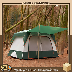 Lều cắm trại 2 phòng ngủ không gian rộng chống mưa nắng thoáng gió lều dã ngoại du lịch lớn sứa chứa 8-10 người