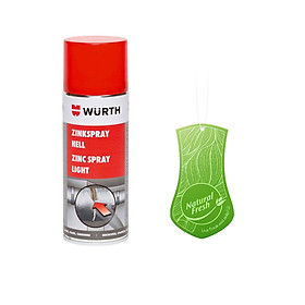Chai sơn phun mạ kẽm chống gỉ sét Wurth WU-MK400 tặng kèm lá thơm mùi ngầu nhiên