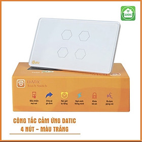 Mua Công tắc thông minh HUNONIC DATIC 4 nút màu trắng - Điều khiển từ xa bằng điện thoại-Hàng Chính Hãng