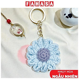 Móc Khoá Len Cúc Hoạ Mi - Màu Xanh Nhạt (Nhụy Hoa Màu Ngẫu Nhiên)