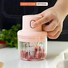 Máy Xay Mini Dung Tích 250ml Có Cổng Sạc Usb Xay Hành, Tỏi, Rau Củ Nhỏ Gọn