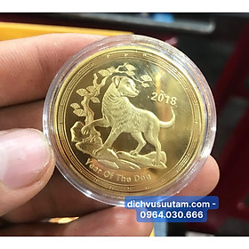 Mua Đồng xu mạ vàng lưu niệm tuổi Tuất  con heo  có hộp đựng kèm theo