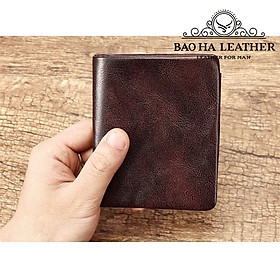 Ví Đứng Nam Da Bò Cao Cấp BHM1249 Mềm Mại - Bền Bỉ, Chống Xước - Chống Nhăn Tốt, Thiết Kế Cổ Điển, Dáng Đứng - Gập 2, Ngăn Đựng Tiền Có Khóa Kéo, Nhiều Ngăn Để Giấy Tờ Tiện Dụng