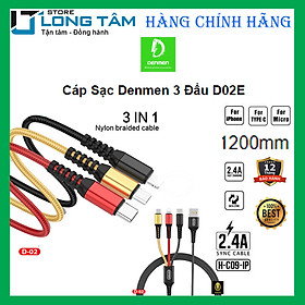 Mua Cáp Sạc Denmen 3 Đầu D02E- Hàng chính hãng