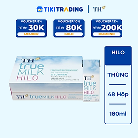 Thùng 48 hộp sữa tươi tiệt trùng TH True Milk HILO vị tự nhiên 180ml