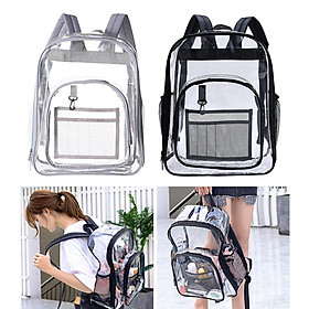 2x Water Resistant Clear Backpack Transparent Bookbag For Work Sporting