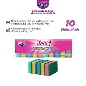 Mua Gói 10 miếng rửa chén 2 lớp Trend nhiều màu cao cấp Châu Âu Parex