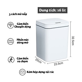 Thùng Rác Khử trùng tia UV Cảm Ứng Tự Động 16L Versatile Design (Xám)