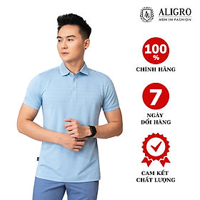 Áo polo, áo phông, áo thun cổ bẻ nam màu xanh nhạt Aligro chất liệu cotton, không xù, không bám dính, tôn dáng ALGPLO81