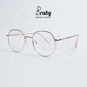 Gọng kính kính cận đa giác chất liệu Thép chống gỉ kiểu dáng thời trang thanh mảnh Braby nhẹ nhàng MK03