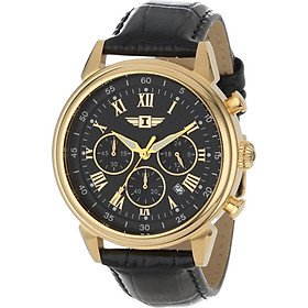 Invicta Men's 90242-003 Invicta I 18k Gold-Plated Stainless Steel Watch with Black Leather Band