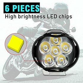 2X Pack of 2 White 6000K 6 LED Motorcycle Light Headlight for Motorbike Car