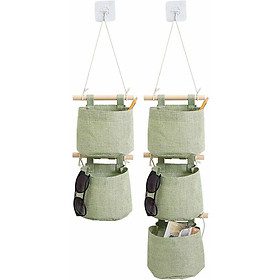 Túi lưu trữ treo treo lơ lửng nhỏ trong vải cotton và vải lanh với 5 túi trên nhà tổ chức cửa tường