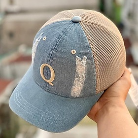Nón kết, mũ lưỡi trai Chữ cái vải jeans phối lưới form chuẩn thời trang đường phố siêu đẹp