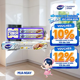Combo 3 Hộp Giấy Bạc Màng Nhôm MyJae Đài Loan Để Bảo Quản, Nướng Thức Ăn, Bọc Thực Phẩm 30cm x 14m