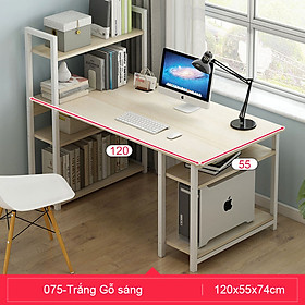 Bàn làm việc, bàn máy tính thiết kế thông minh kèm giá sách, kích thước 1m,1m2, chất liệu cao cấp chống xước, chống ẩm