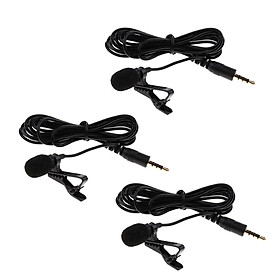3 Pcs Omnidirectional 3.5mm Lapel Tie Clip Mic Microphone for Smartphones