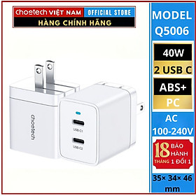 Mua Củ sạc Choetech Q5006  nhanh 40w 2 cổng Type C (Hàng chính hãng)