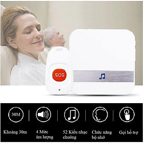 Mua Bộ báo động thông minh 1 chuông+ 1 nút nhấn đa năng dành cho người già  bệnh nhân  phụ nữ mang thai cao cấp Version2 (Tặng đèn pin bóp tay mini-giao màu ngẫu nhiên)
