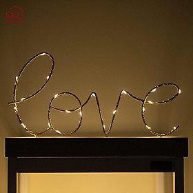 Đèn LED Dây Đế Gỗ Chữ HOME - LOVE Trang Trí, Decor Phòng Đẹp Mắt Kèm 2 Pin AA