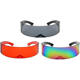 3PCS Unisex Futuristic Wrapped Around Sunglasses Robotic Sun Glasses Eyewear