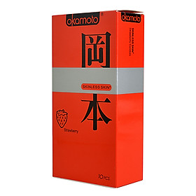 Bao Cao Su Okamoto Skinless Skin Strawberry Hương Dâu 10s