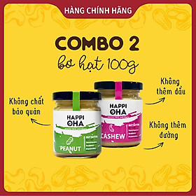 Combo Bơ điều mịn + Bơ đậu phộng tự nhiên 100gx2 HAPPI OHA