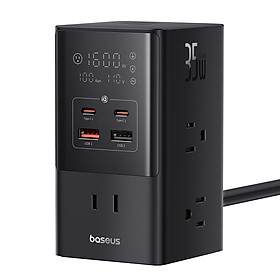 Mua Bộ Sạc Nhanh OS-Baseus PowerCombo Tower Digital PowerStrip 6AC+2U+2C 35W (Dây 1.5m  Chân cắm dẹp US) (Hàng chính hãng)