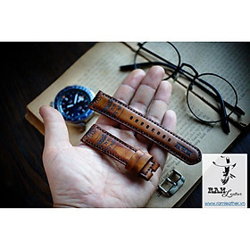 DÂY ĐỒNG HỒ TRỐNG ĐỒNG LIGHT BROWN PHỦ 1 MÀU - RAM LEATHER CHÍNH HÃNG