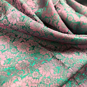 Vải Lụa Tơ Tằm hoa văn cúc hồng phấn may áo dài, mềm#mượt#mịn, dệt thủ công, khổ vải 90cm