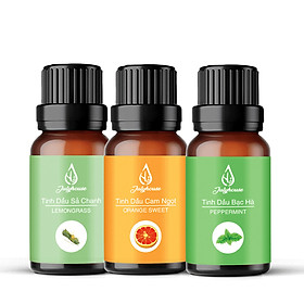 Combo tinh dầu xông phòng thư giãn: Tinh dầu Sả Chanh - Tinh dầu Bạc Hà - Tinh dầu Cam Ngọt 10ml/chai JULYHOUSE