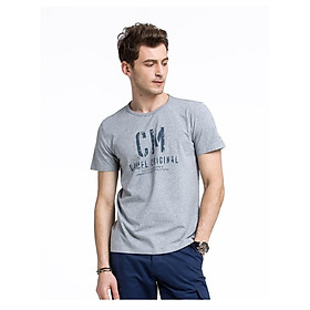 Áo Thun Nam Tay Ngắn Màu Xám Tiêu In Chữ CM ATN849