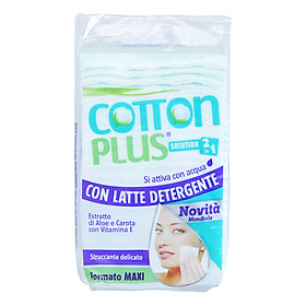Bông Tẩy Trang Cotton Plus 2 Trong 1 Chiết Xuất Lô Hội - Cà Rốt - Vitamin E (50 Miếng)