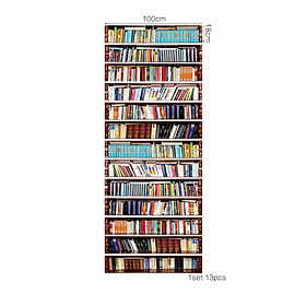 13Pcs 18x100cm 3D Bookcase Entrance Stair Risers Staircase Wall Sticker DIY Mural Decor