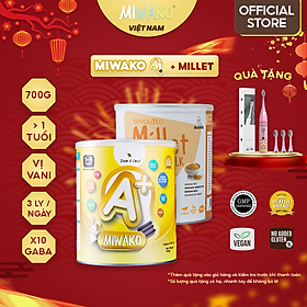 Sữa Hạt Miwako A+ Vị Vani Hộp 700g Cho Bé + Sữa Hạt Dinh Dưỡng Millet Vị Gạo Hộp 700g Cho Người Lớn, Nhập khẩu Malaysia - Orgavil