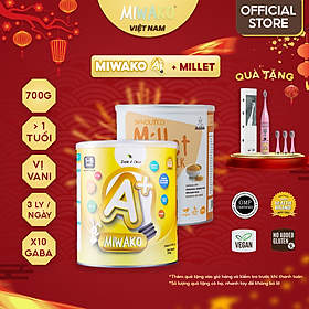 Sữa Hạt Hữu Cơ Miwako A+ Vị Vani Hộp 700g Cho Bé 1+ & Sữa Hạt Dinh Dưỡng Millet Vị Gạo Hộp 700g Cho Người Lớn, Nhập khẩu Malaysia - Orgavil