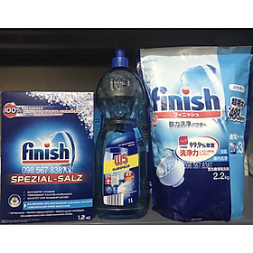 Bộ Bột Rửa Bát Finish Nhật 2,2kg +Muối Rửa Bát Finish 1,2kg +Nước Làm Bóng W5 1000ml