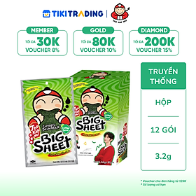 Hộp 12 Gói Rong biển TaoKaeNoi BIG SHEET Vị Truyền Thống