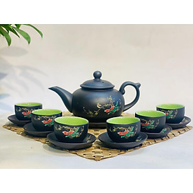 Bộ Ấm Chén,Bộ Ấm Trà Tử Sa Lòng Xanh Bát Tràng 350ml -Siêu Thị Bảo Khánh