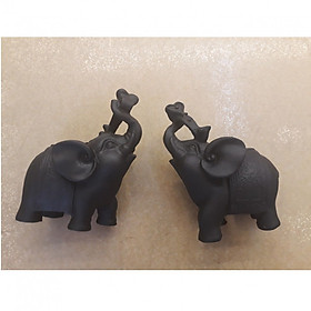 Tượng Cặp Voi Đen Lộc