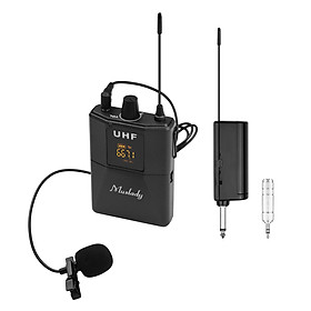 Muslady UHF Wireless Microphone System with Lavalier Microphone Body-pack Transmitter and Receiver 6.35mm Plug with