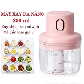 Mua Máy Xay Tỏi Ớt  Củ Quả Đa Năng  Có Cổng Sạc USB Nắp Hồng 250ml