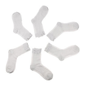 Lady Summer Ankle Ultrathin Transparent Cotton Casual Short Crew Socks, 6 Pairs