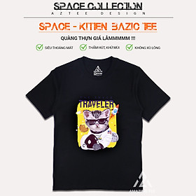 Áo Thun Nữ Cổ Tròn Cao Cấp Bigsize Aztee - Space Kitten Basic Tee - Cotton Tự Nhiên Siêu Thoáng Mát